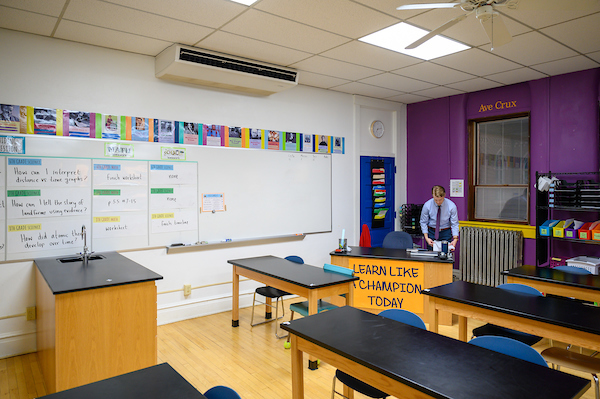Teacher at desk