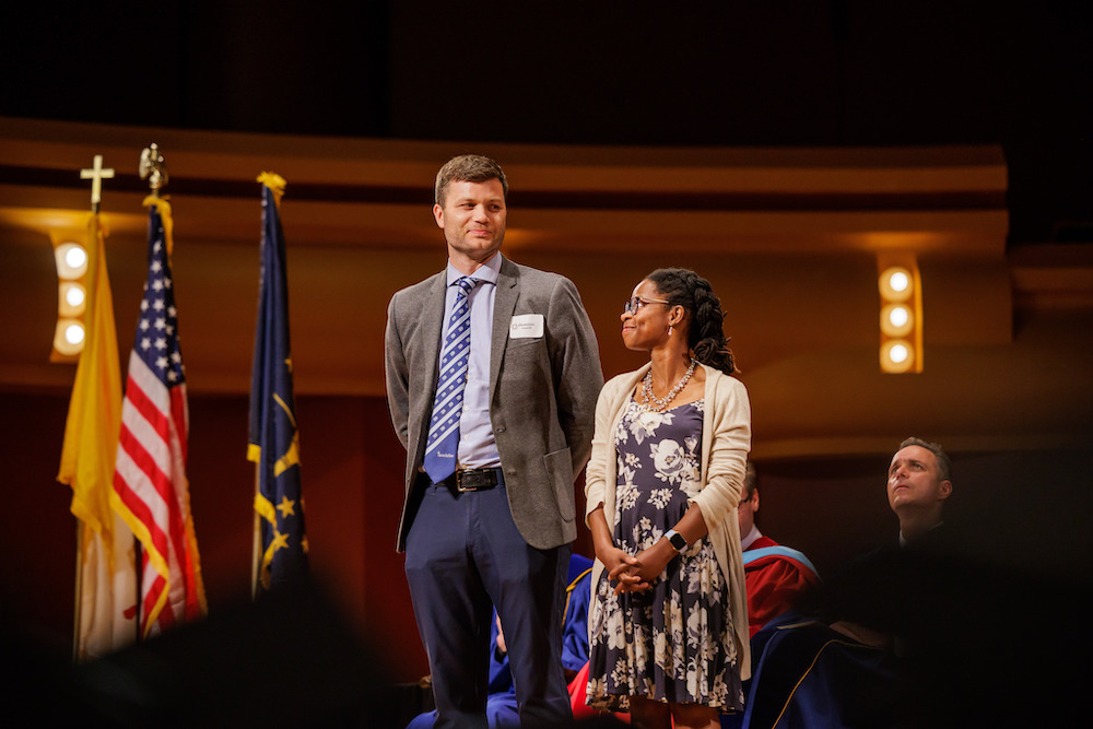 Dominic Fanelli (left) with Vickey McBride (right) receiving the Michael Pressley Award