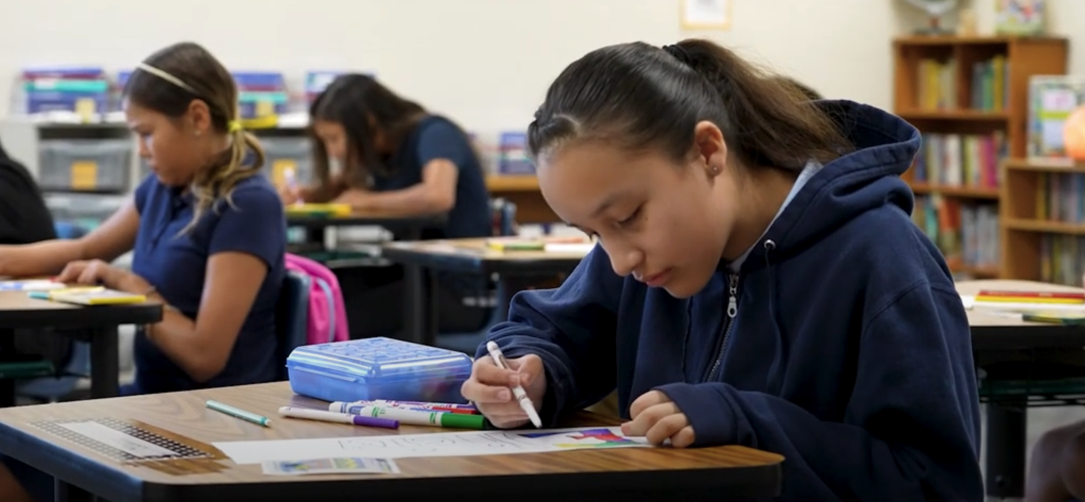 Students writing