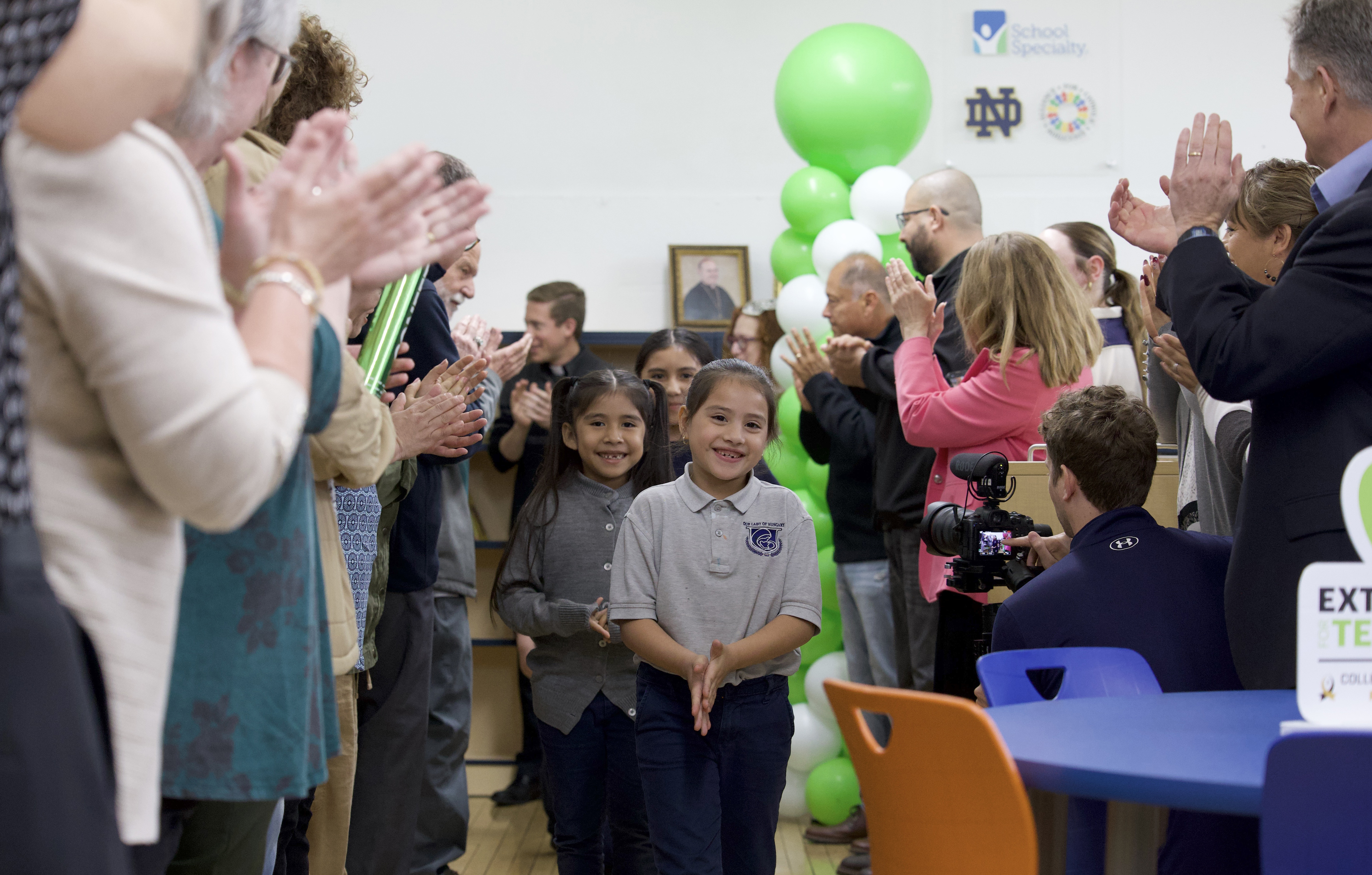 Children enter room for the first time