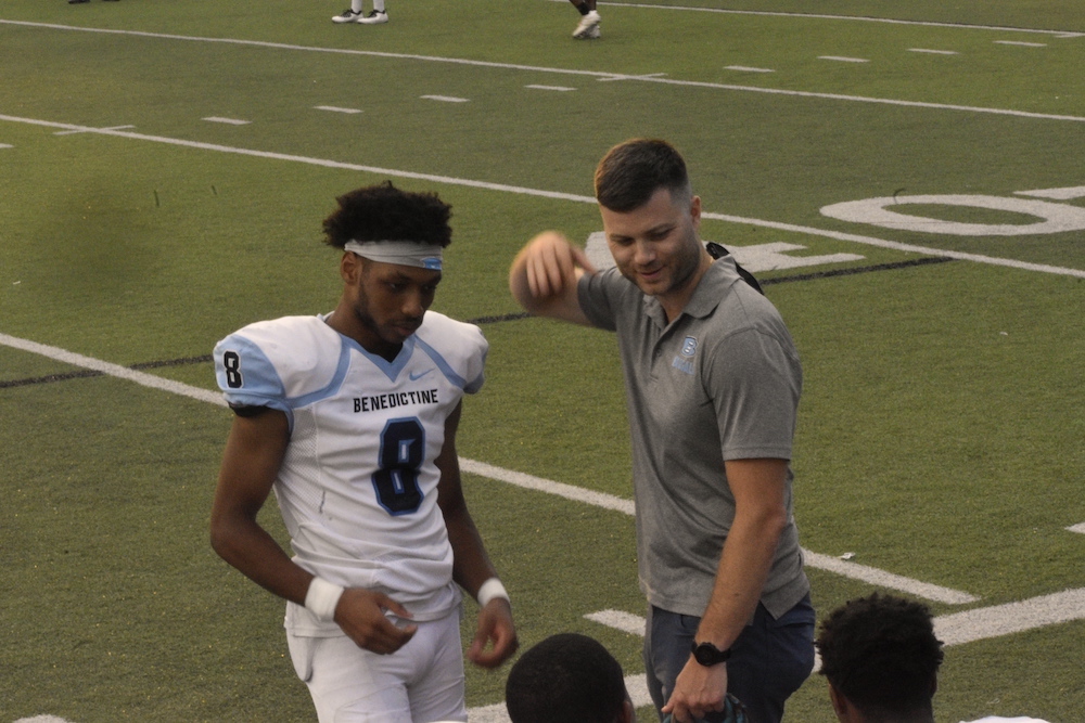 Dominic Fanelli (right) at a Benedictine High School football game
