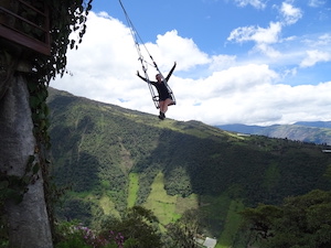 Amanda Klasila on a swing in Ecuador