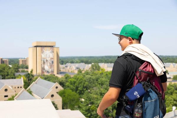 PATH Student at Notre Dame with Library in the background