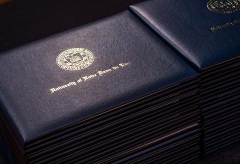 diploma covers for University of Notre Dame degrees