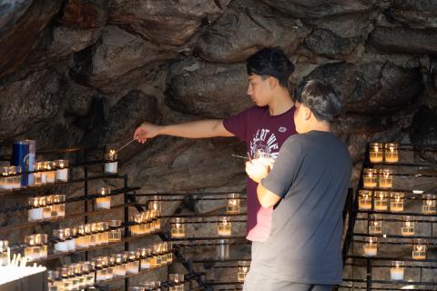 Rising ninth graders from the Diocese of Tucson visit the Grotto at the University of Notre Dame for pre-college programming through PATH