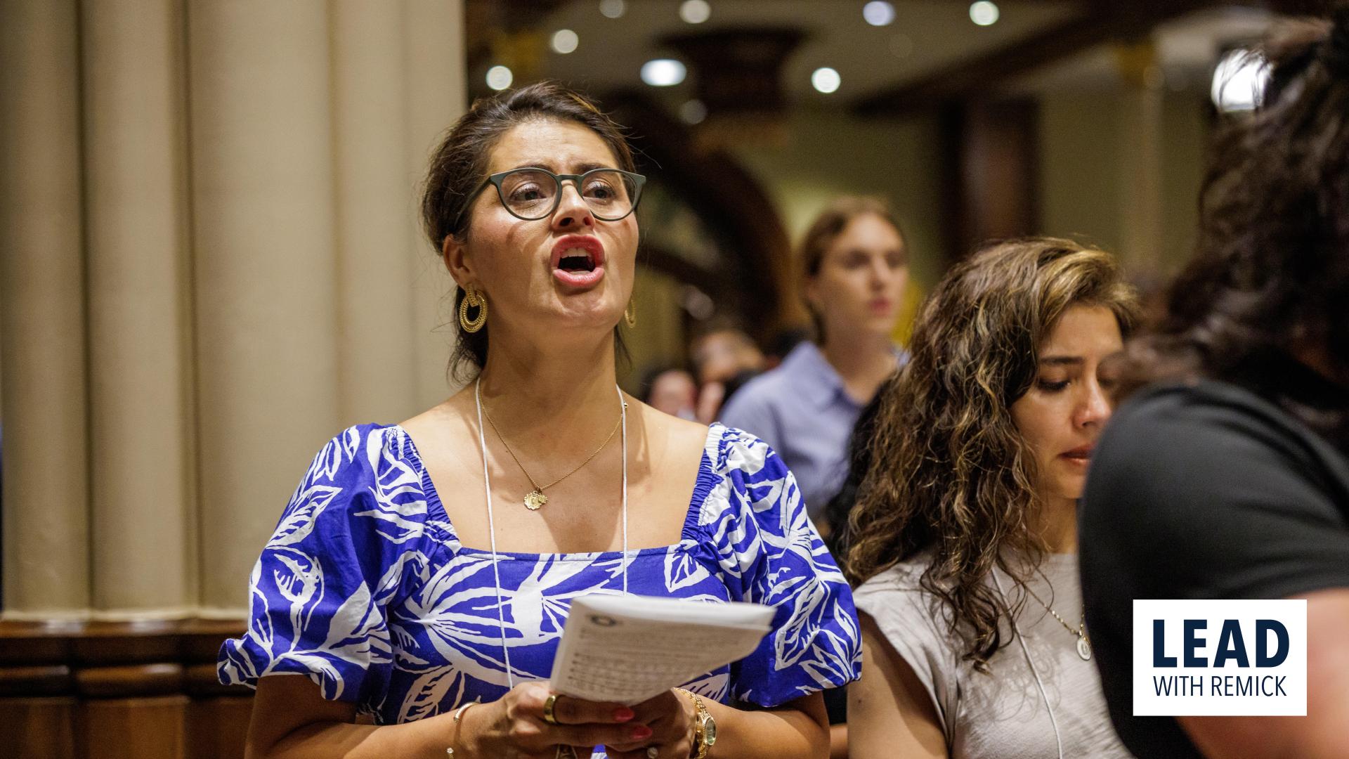 Veronica Alonzo singing at Missioning Mass