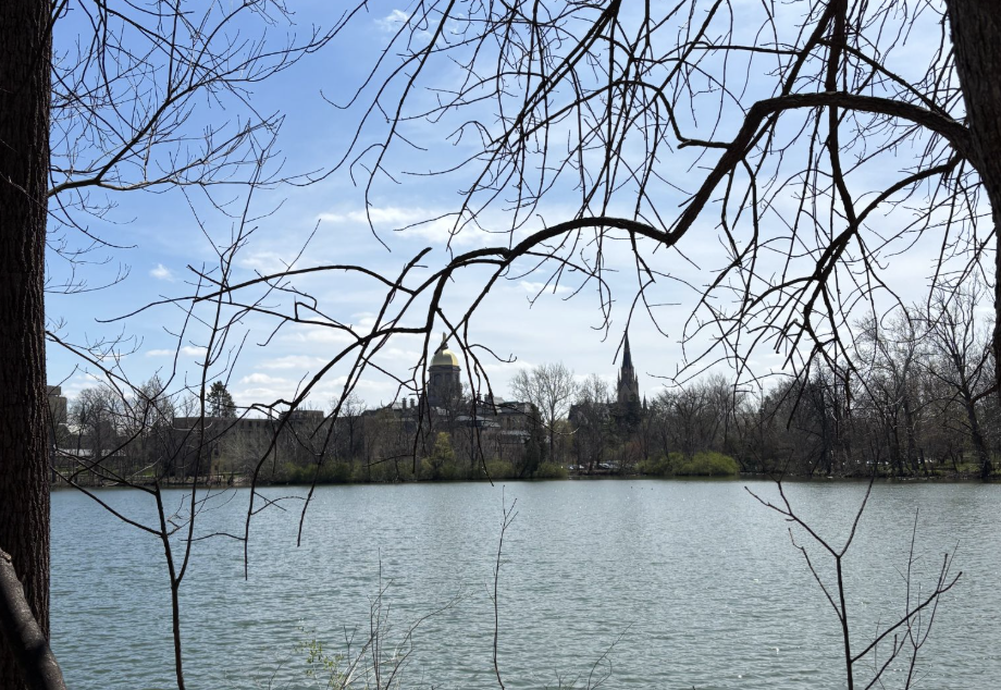 Image that ACE 33's Seamus Dougherty took of Notre Dame's campus from St. Joseph's Lake where you can see the Basilica and Main Building from the other side of the lake.