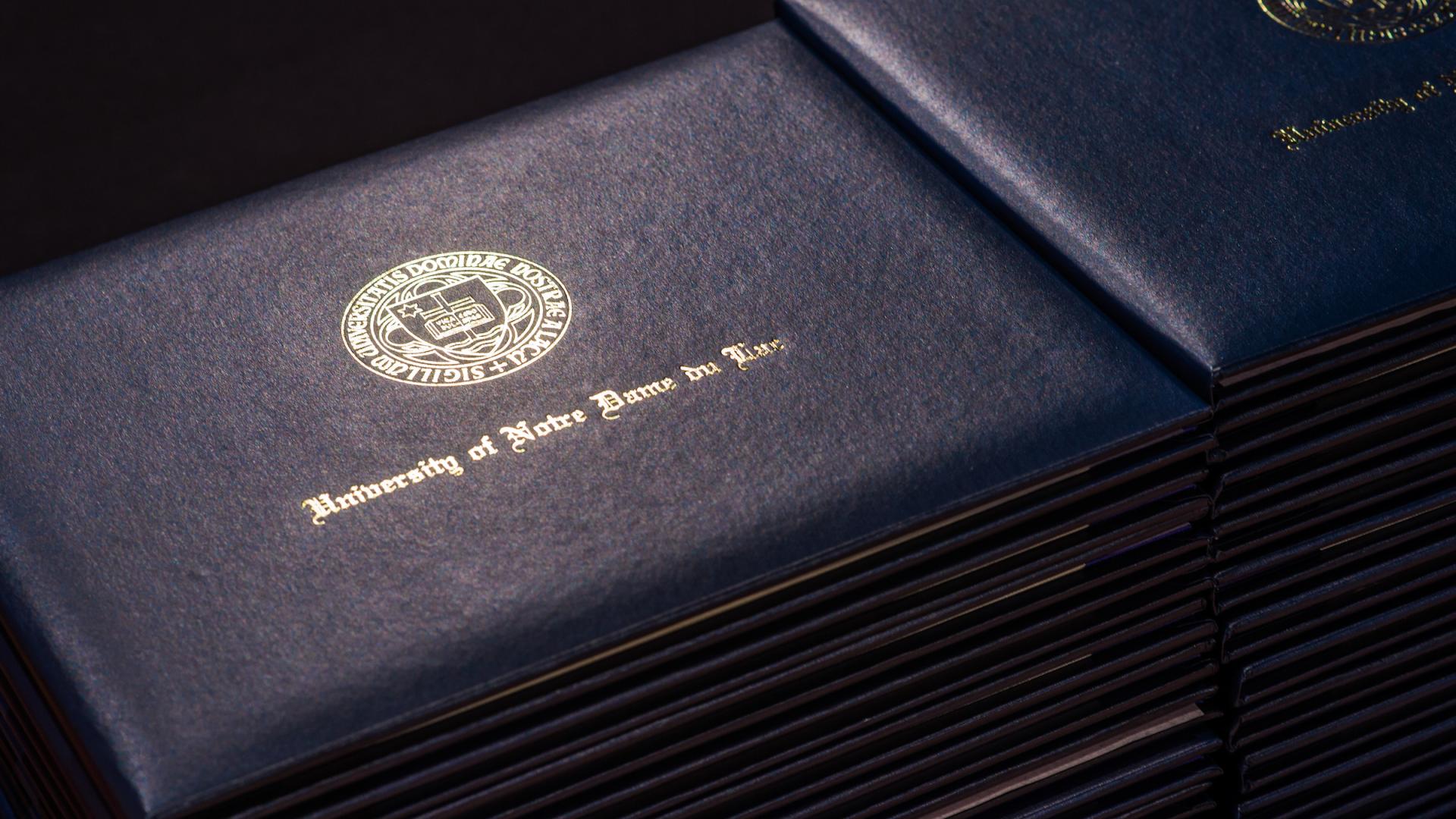 diploma covers for University of Notre Dame degrees
